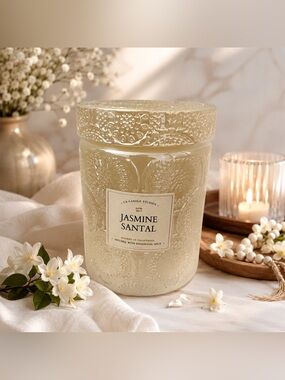 CA Candle Studios Jasmine Santal Scented Candle 9.2 oz/Embossed Glass Jar